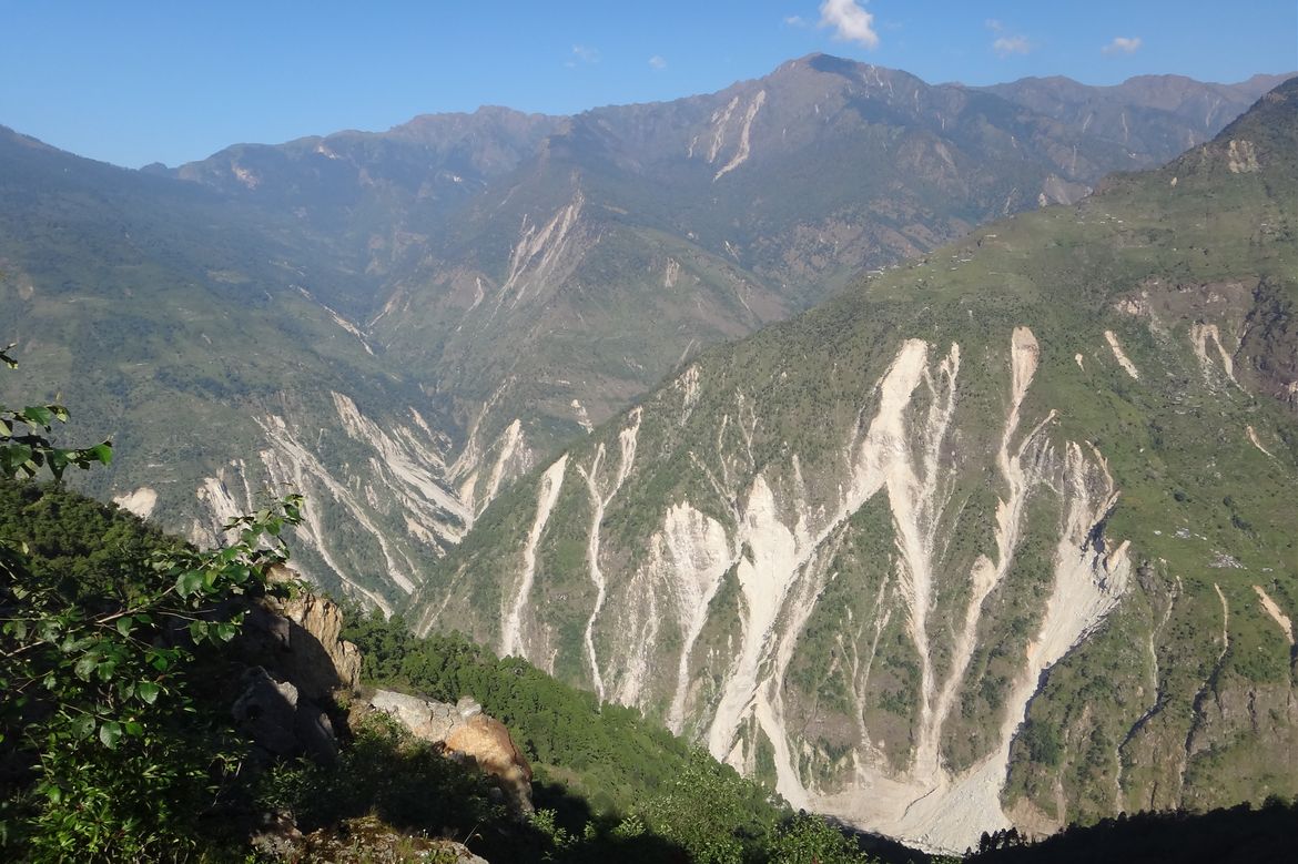The Himalaya Mountains in Nepal after landslides.