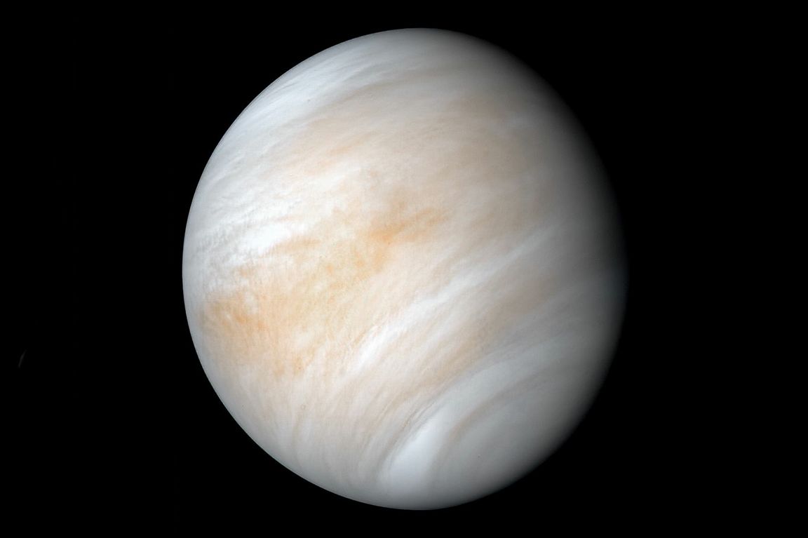 Image of the planet Venus against black space