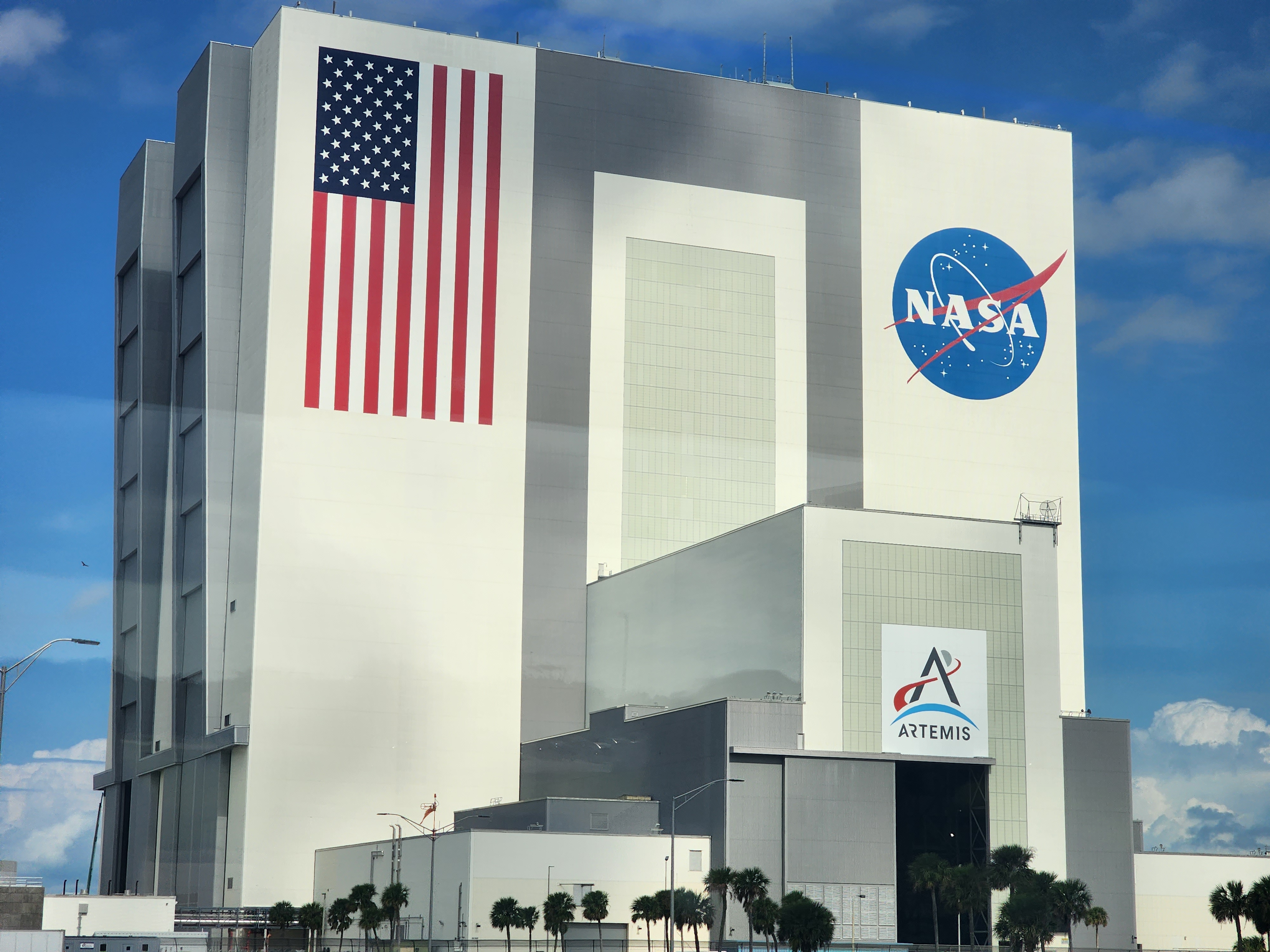 NASA Artemis building on a sunny day.