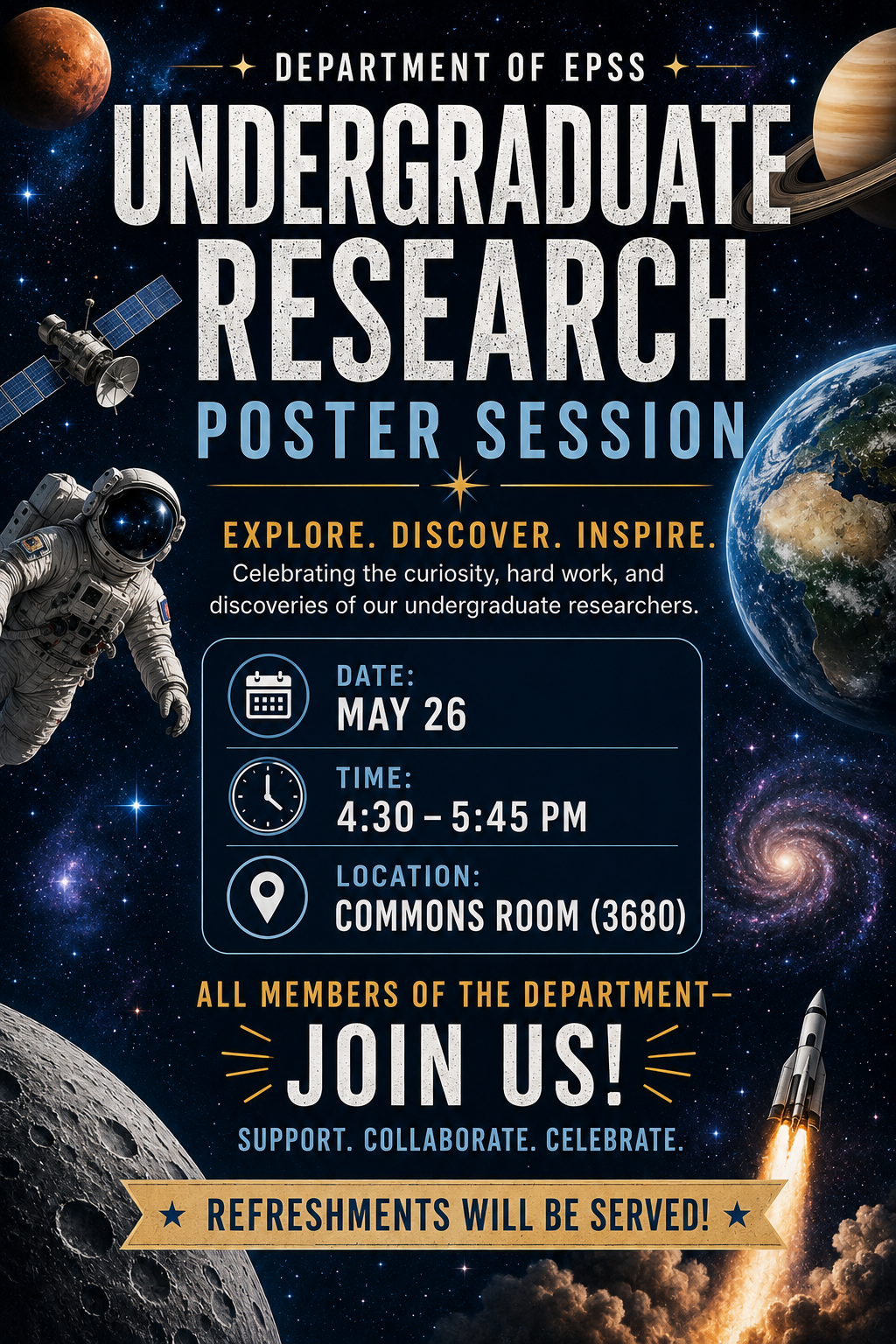 Happening Today @ 4:30 EPSS Undergraduate Research Poster Session May 26